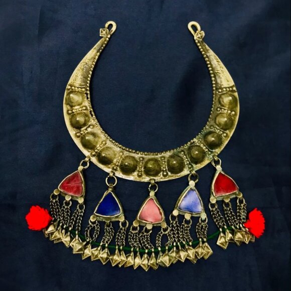 Vintage Torque Choker With Dangling Pendants, Handmade Tribal Choker - Picture 10 of 13